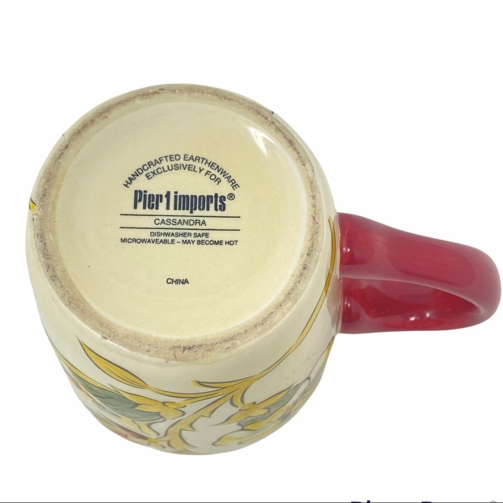 PIER 1 Handcrafted Earthenware Floral Cup/Mug Cassandra. - Picture 6 of 6
